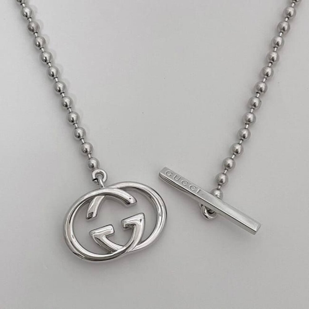 Gucci Necklace Silver Interlocking Polished Ag - Picture 4 of 10